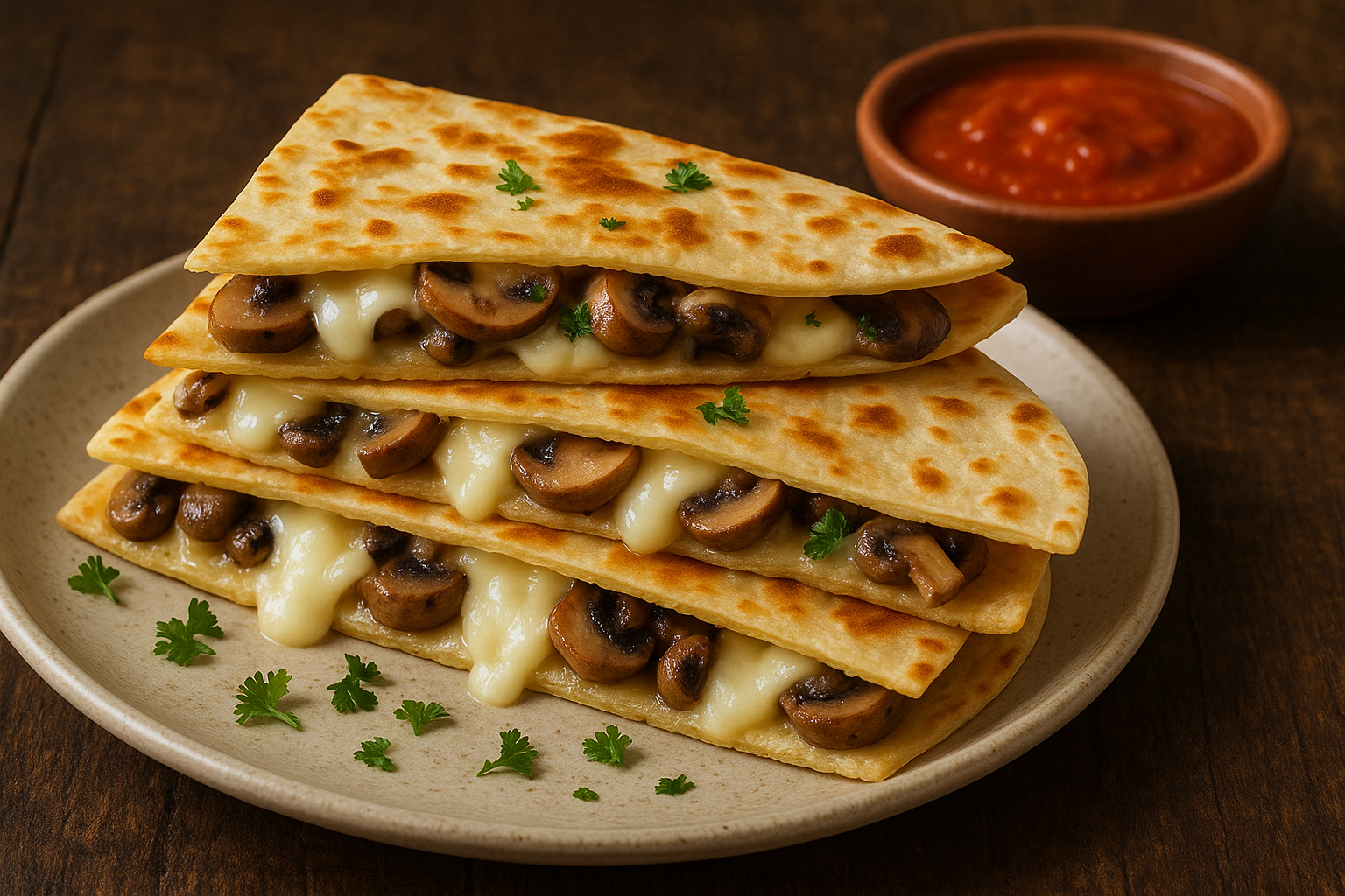Quesadillas de champiñones con queso