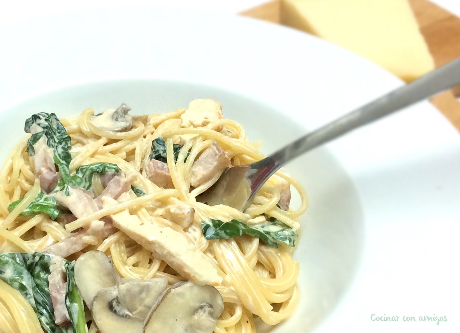 Pasta cremosa con espinacas